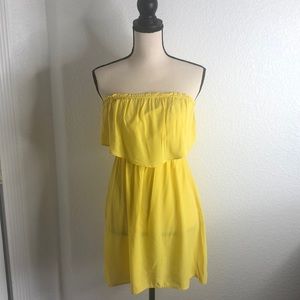 Strapless Yellow Mini Dress